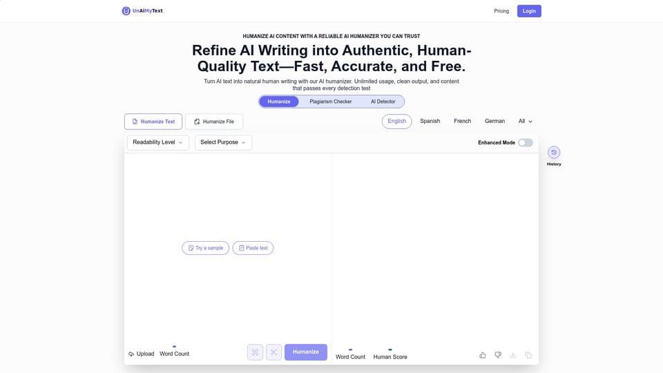 Free UnAiMyText AI Tool image