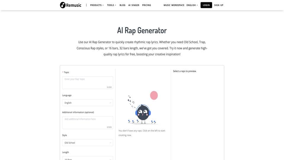 Free AI Rap Generator AI Tool image