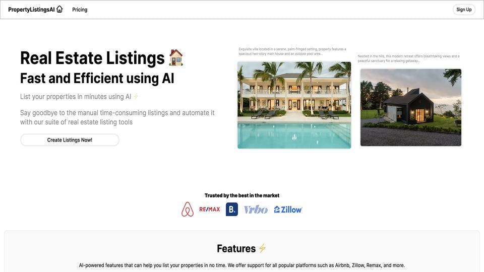 Free PropertyListingsAI AI Tool image