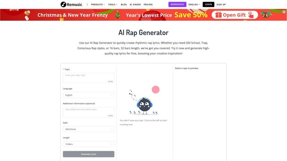 Free AI Rap Generator AI Tool image