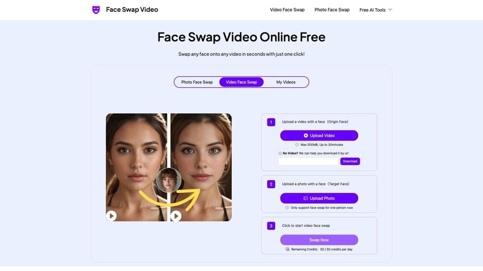 Free FaceSwap Video AI Tool image