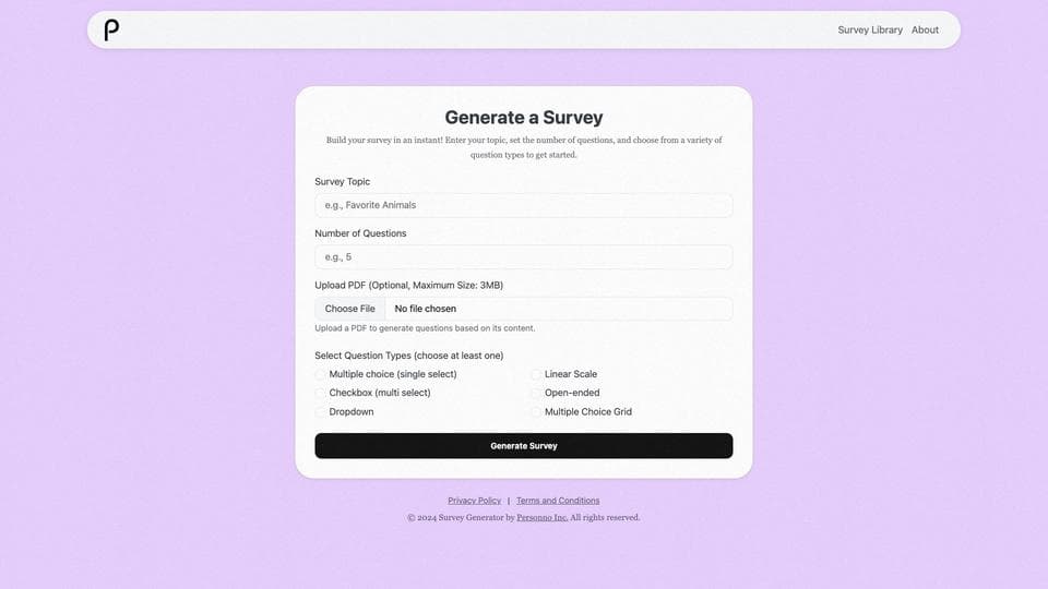 Free Survey Generator AI Tool image