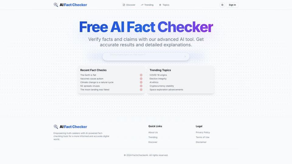 Free Facts Checker AI AI Tool image