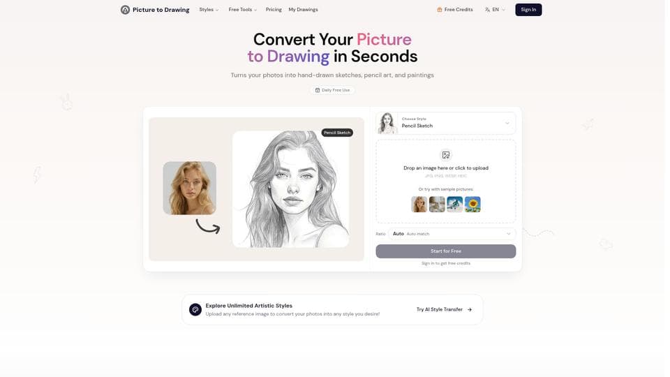 Free Photo to Sketch - Free Picture to Drawing AI AI Tool image