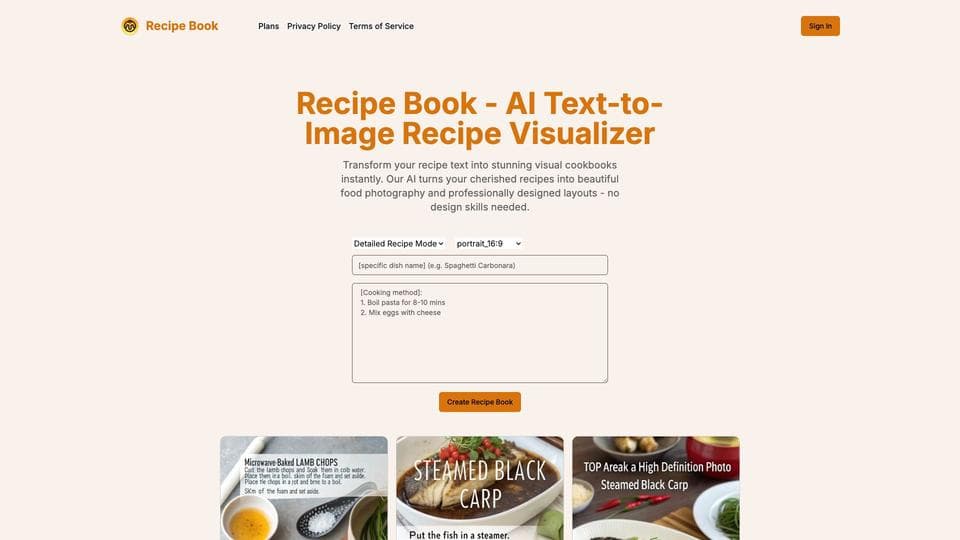 Free Recipe Book AI AI Tool image