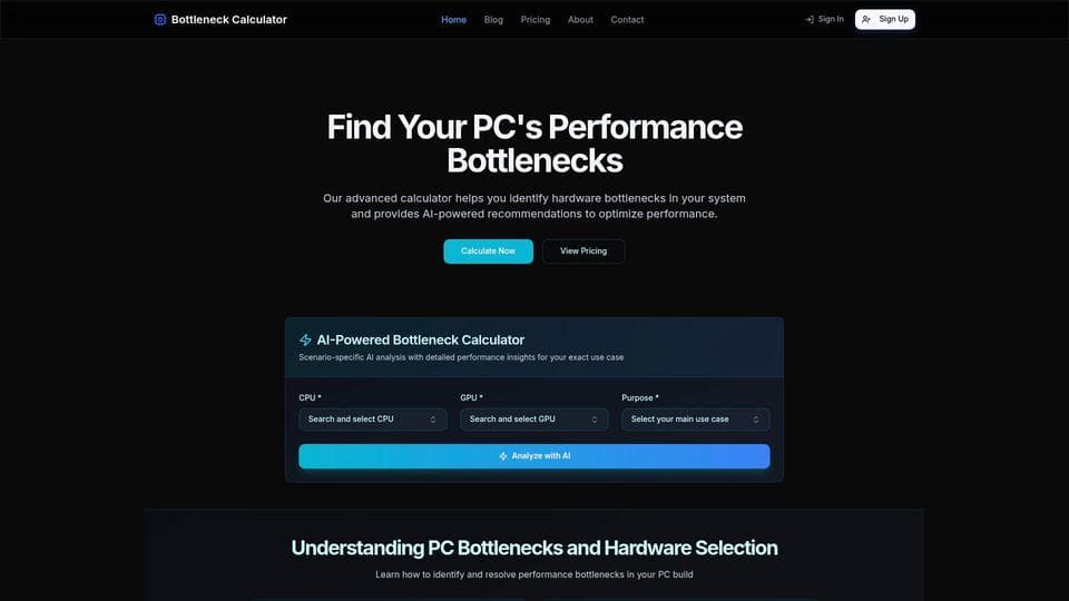Free Bottleneck Calculator AI Tool image