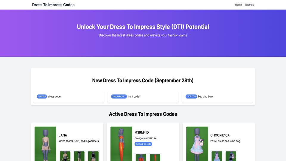 Free Dress To Impress Codes AI Tool image