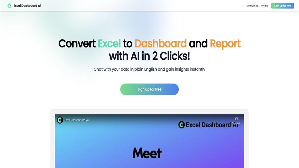 Free ExcelDashboard Ai AI Tool image