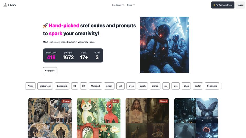 Free Midjourney SREF Codes Library AI Tool image
