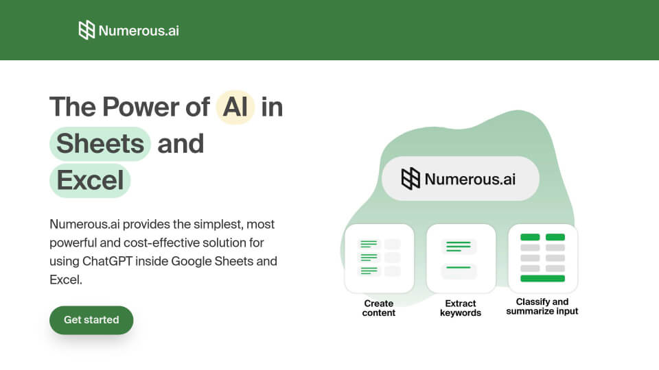 Free Numerous.ai AI Tool for Data Analysis image