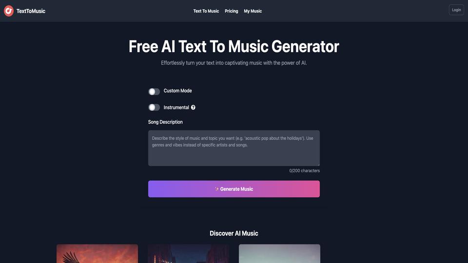 Free Text to Music AI Tool image